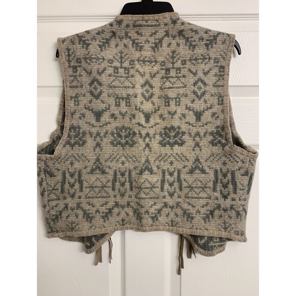 Woolrich Outdoor L Wool Aztec Winter Vest Woven Boho - Picture 3 of 7